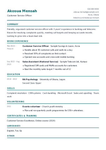 Compact CV template