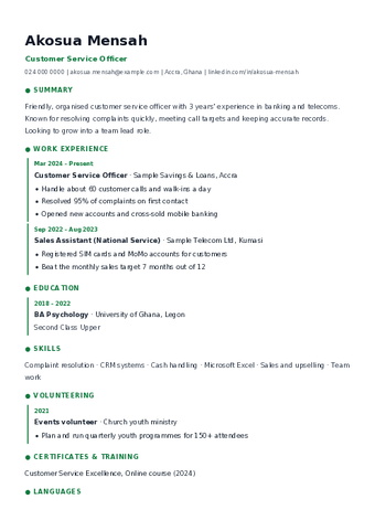 Timeline CV template
