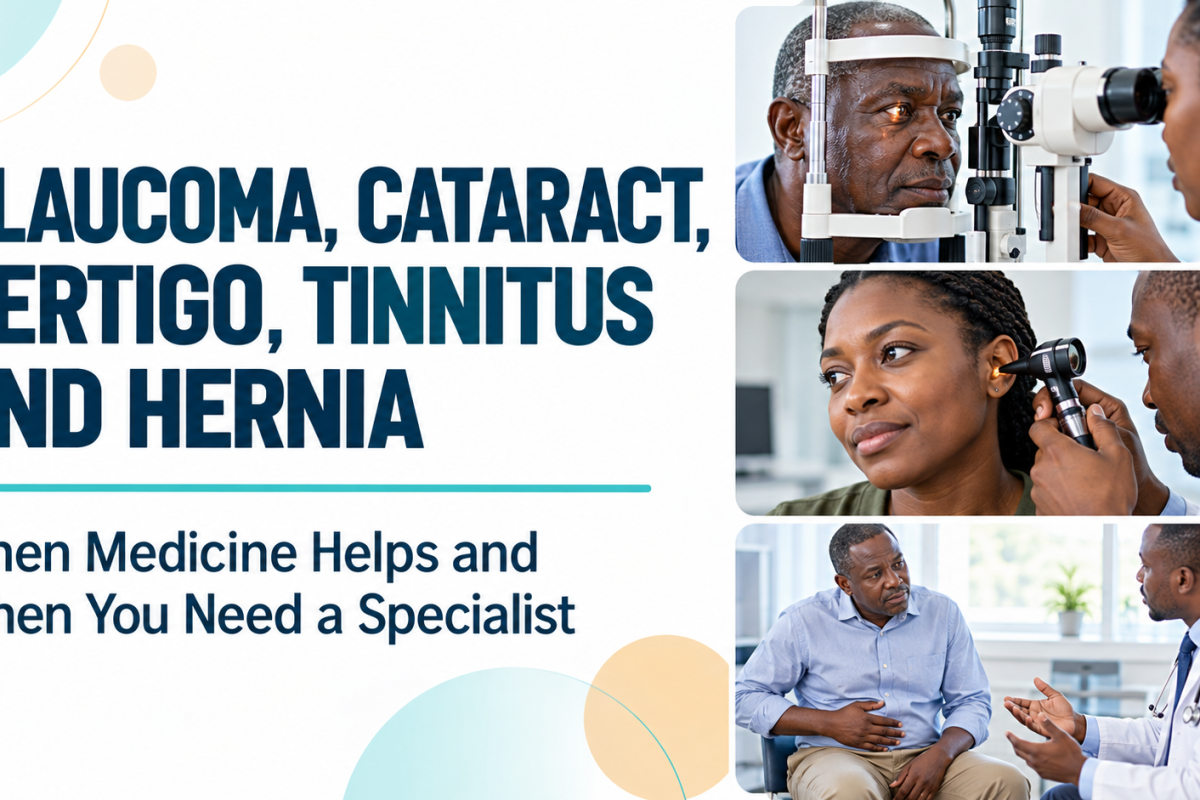 Glaucoma, Cataract, Vertigo, Tinnitus and Hernia: When Medicine Helps and When You Need a Specialist