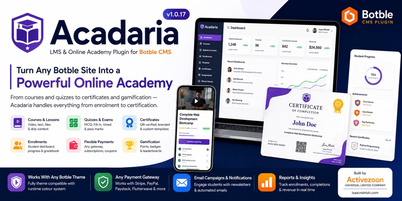 Acadaria LMS Plugin for Botble CMS