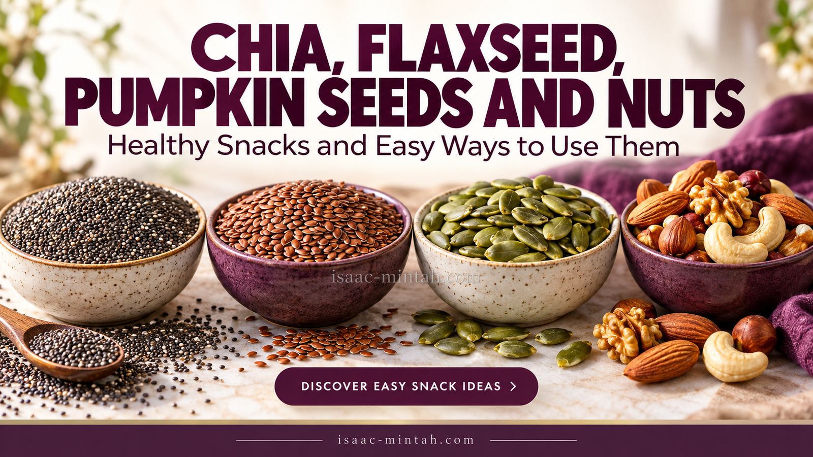Chia, Flaxseed, Pumpkin Seeds and Nuts: Healthy Snacks and Easy Ways to Use Them