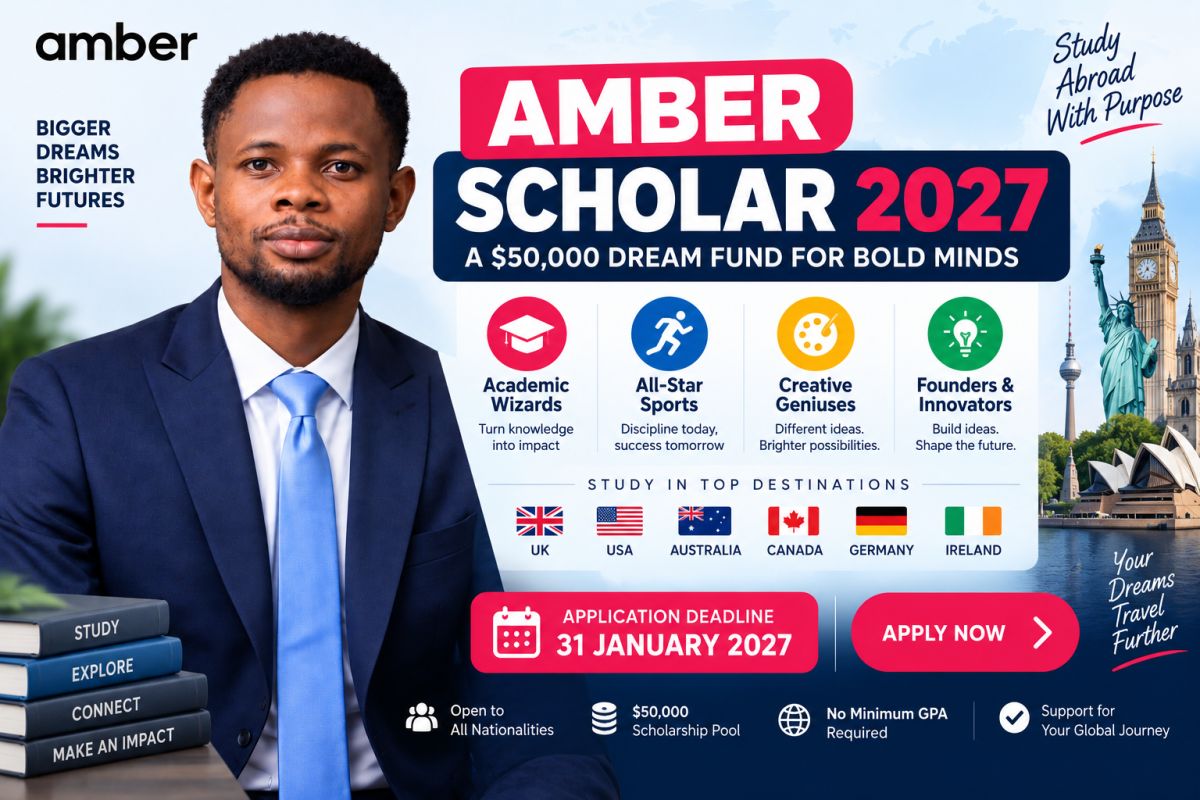 Amber Scholar 2027: Apply for $50,000 Scholarship Before January 31