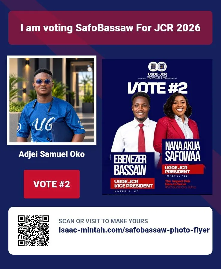 Adjei Samuel Oko's photo flyer supporting Nana Akua Safowaa & Ebenezer Bassaw, Vote #2