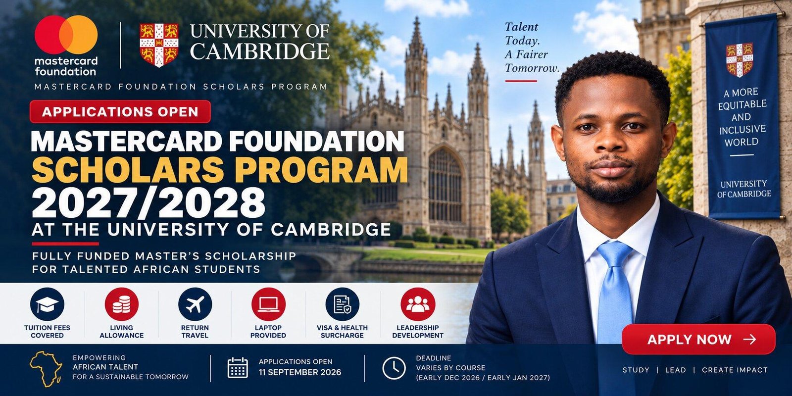 Mastercard Foundation Scholarship 2027/2028 at Cambridge University