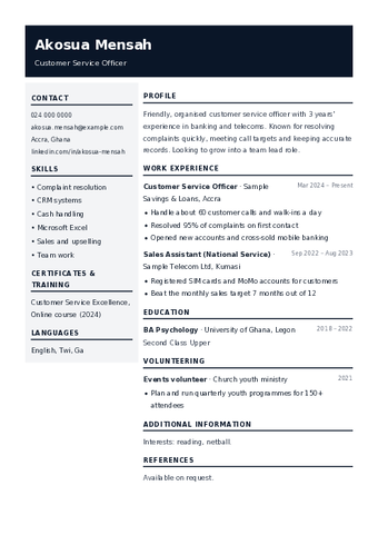 Executive CV template