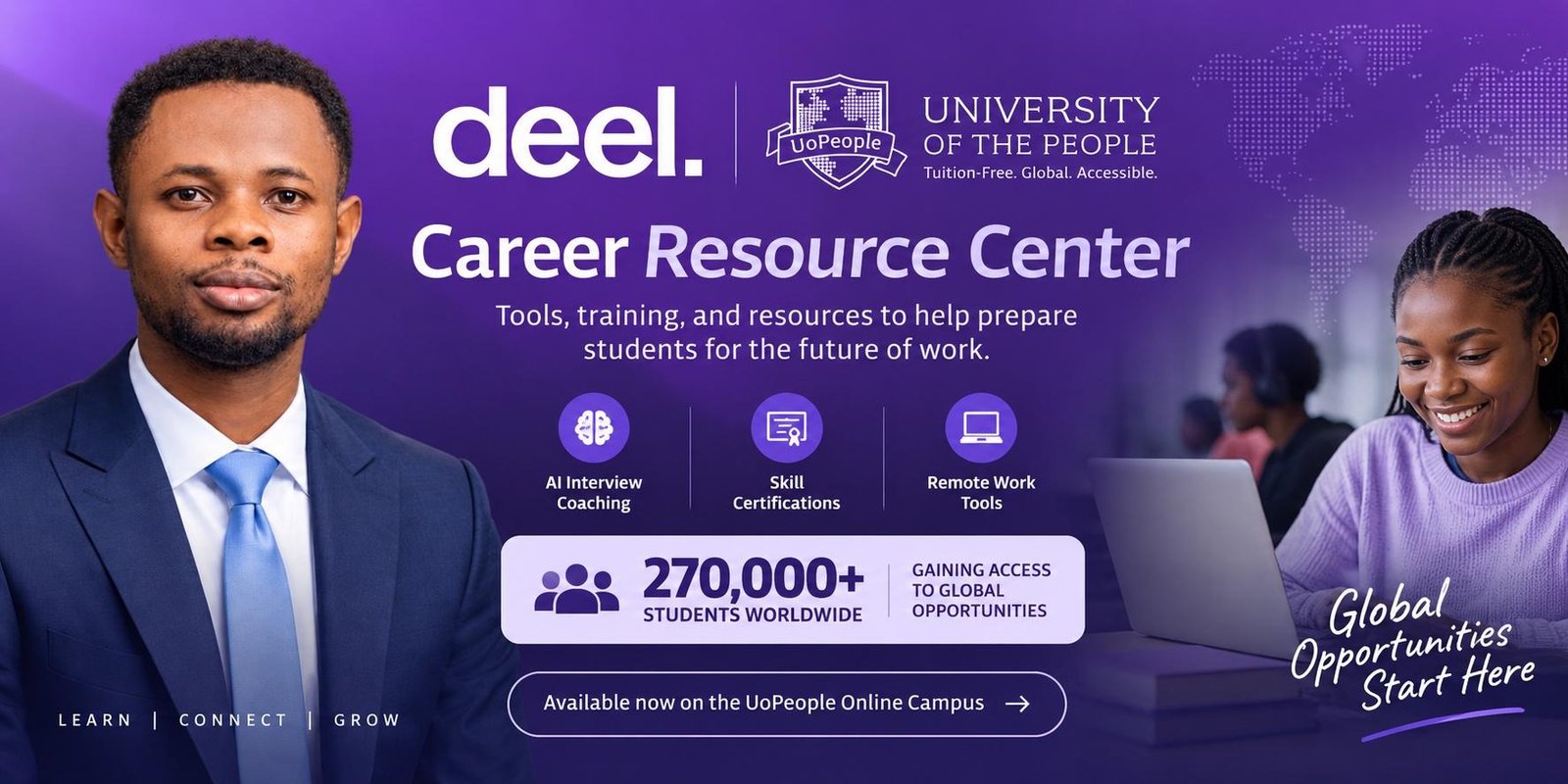 Deel Sponsors UoPeople Career Resource Center for 270,000+ Students