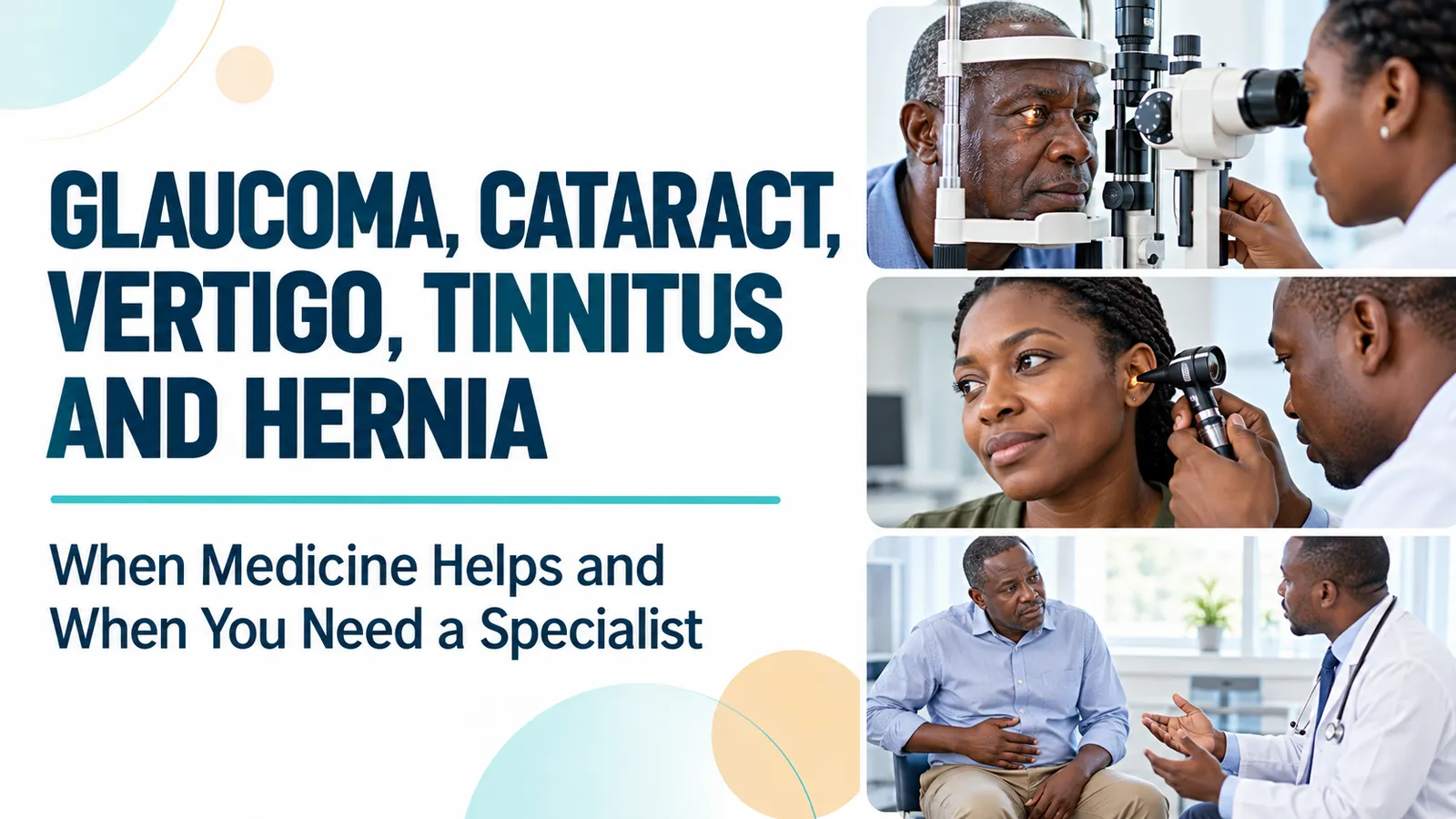 Glaucoma, Cataract, Vertigo, Tinnitus and Hernia: When Medicine Helps and When You Need a Specialist
