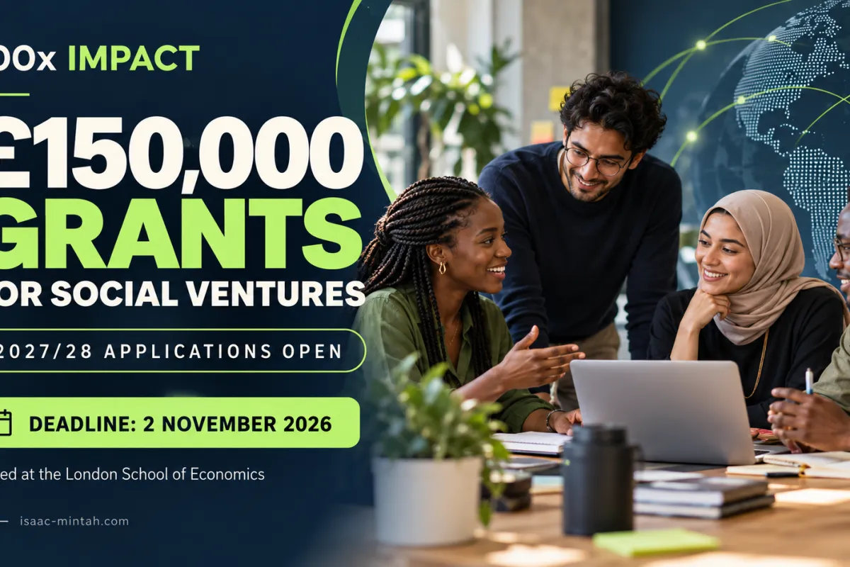 100x Impact Opens 2027/28 Applications: £150,000 Grants For Social Ventures
