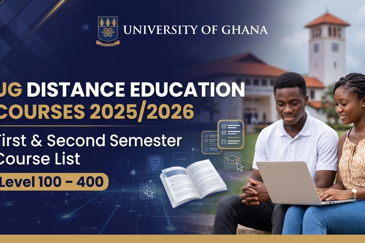 UG Distance Education Courses 2025/2026: First and Second Semester Course List (Level 100–400)