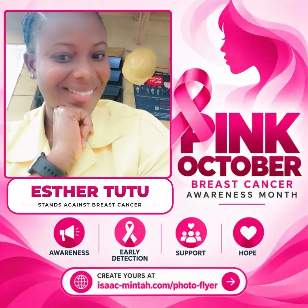 Esther Tutu's Pinktober breast cancer awareness flyer