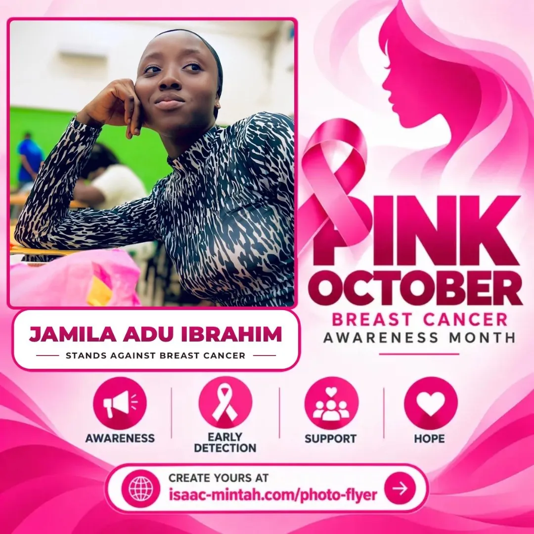 Jamila Adu Ibrahim's Pinktober breast cancer awareness flyer