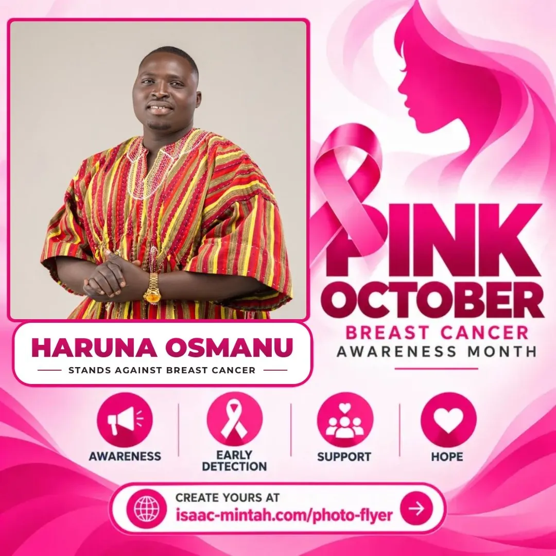 Haruna Osmanu's Pinktober breast cancer awareness flyer