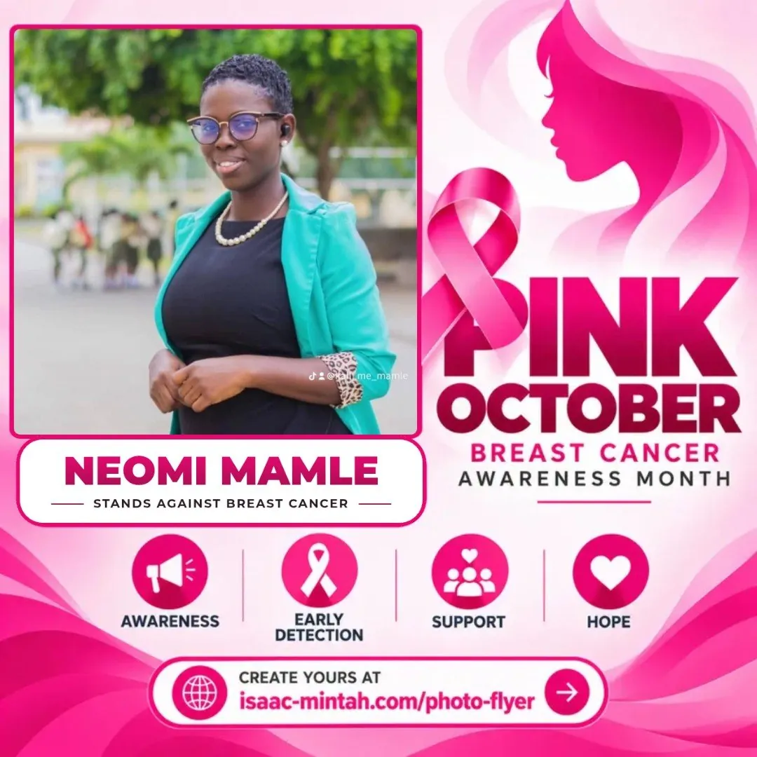 Neomi Mamle's Pinktober breast cancer awareness flyer