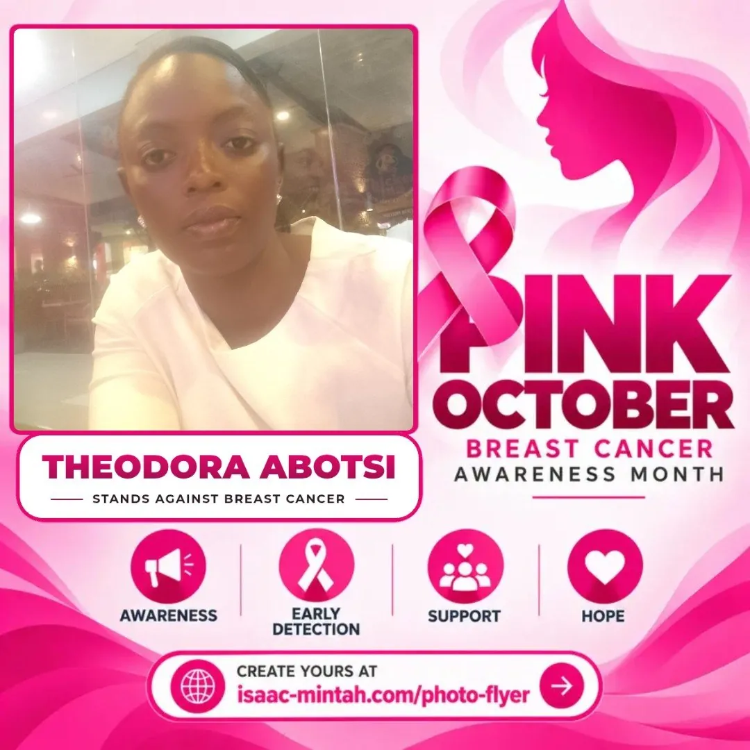 Theodora Abotsi's Pinktober breast cancer awareness flyer