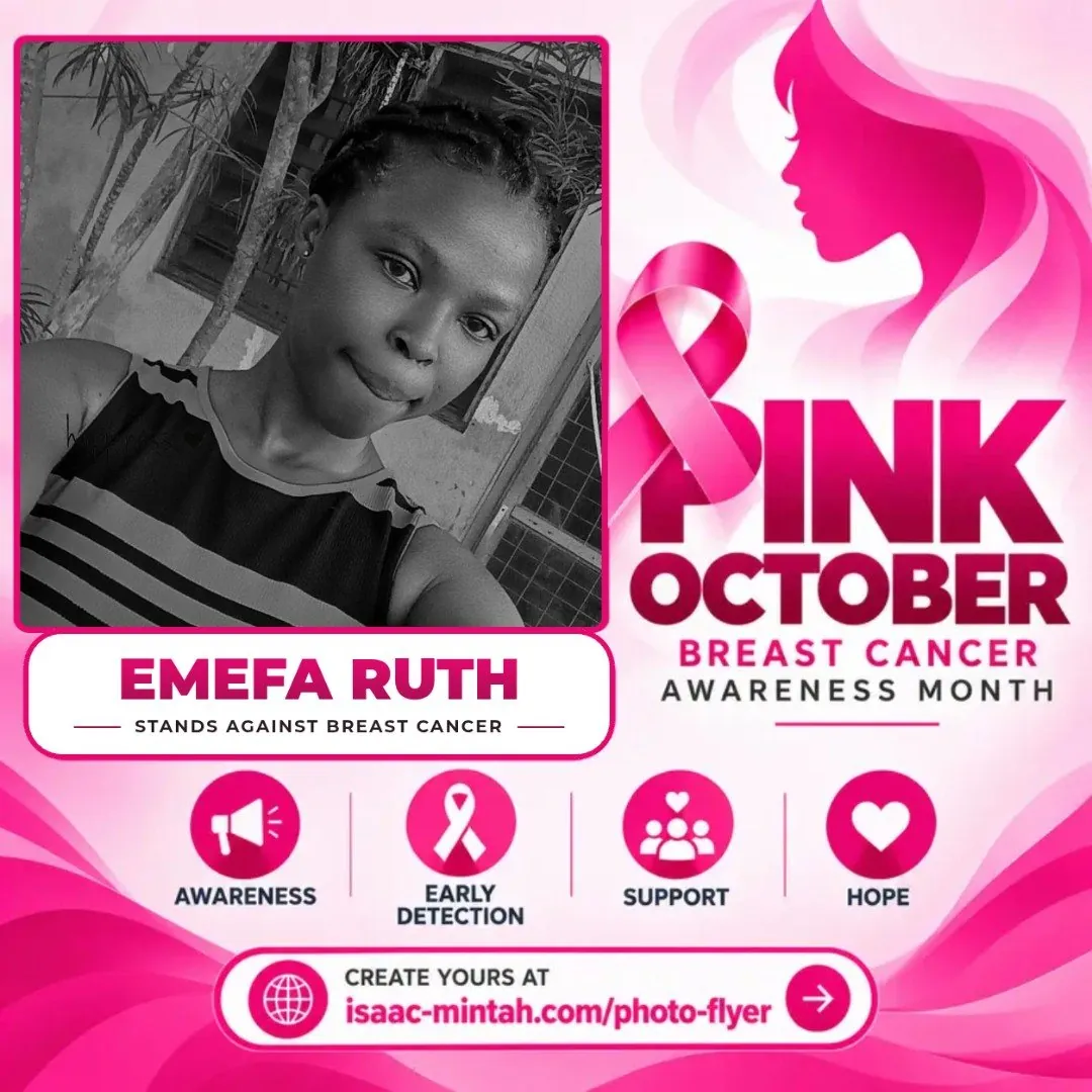 Emefa Ruth's Pinktober breast cancer awareness flyer