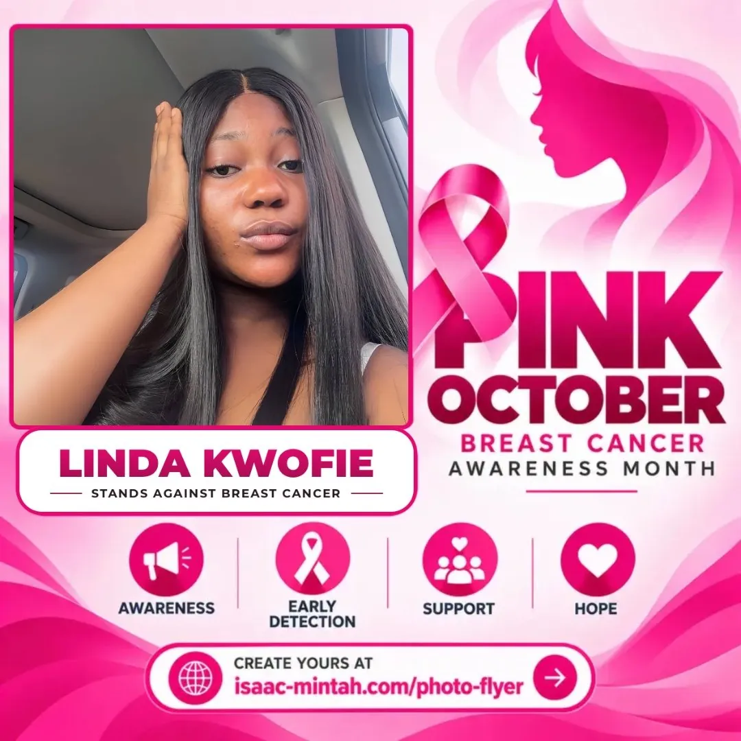 Linda Kwofie's Pinktober breast cancer awareness flyer