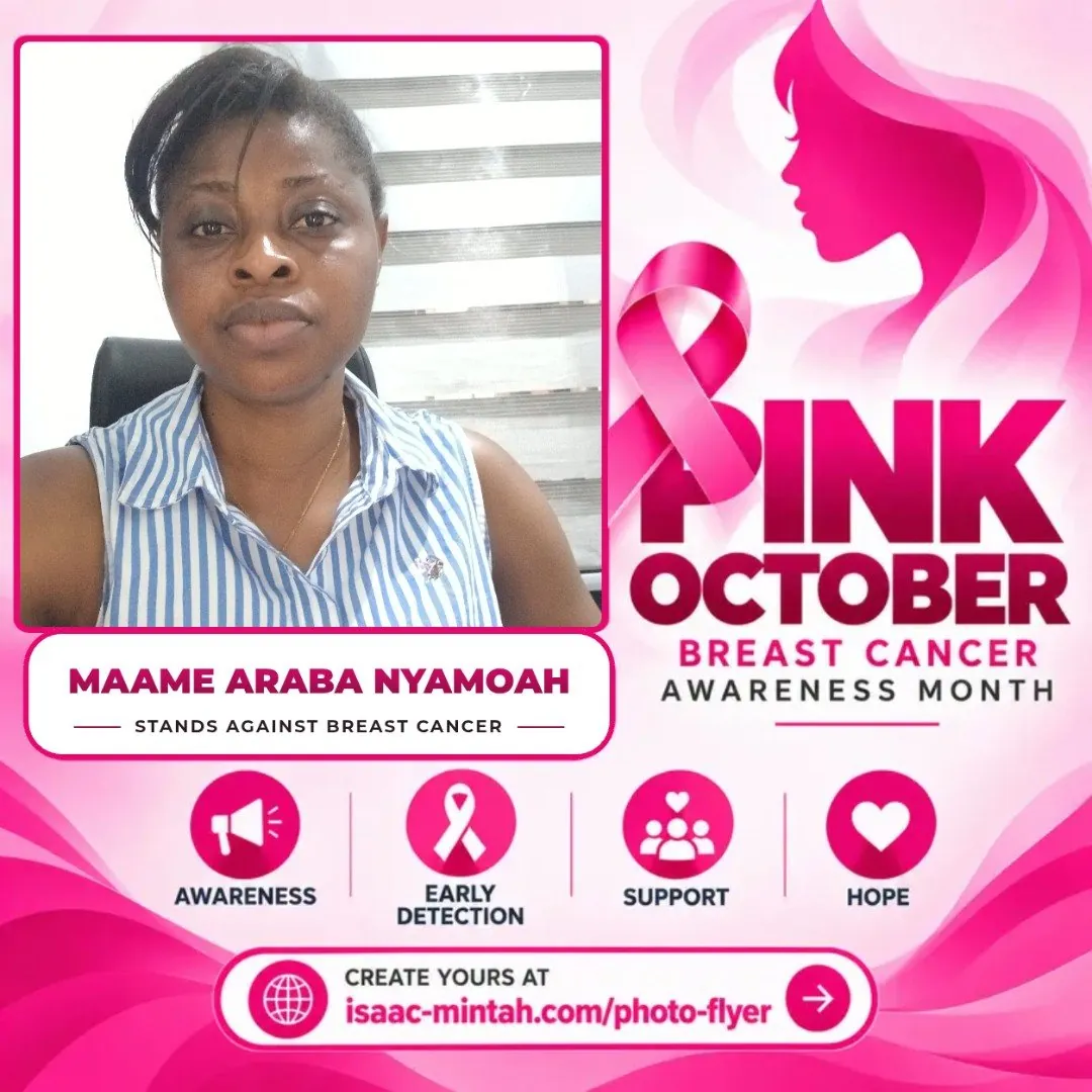 Maame Araba Nyamoah's Pinktober breast cancer awareness flyer