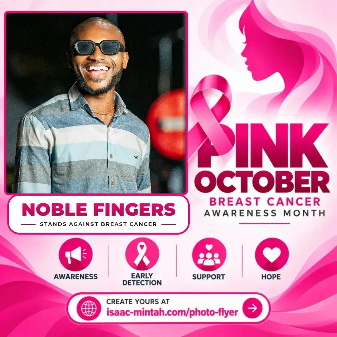 Noble Fingers's Pinktober breast cancer awareness flyer