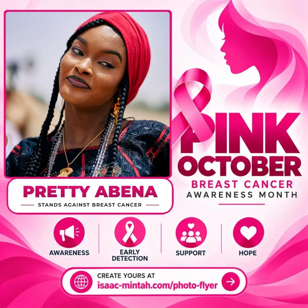 Pretty Abena's Pinktober breast cancer awareness flyer