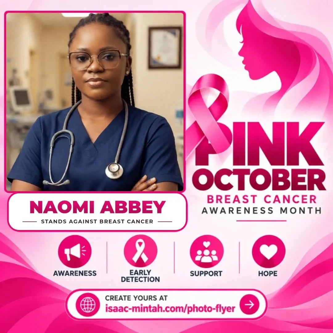 NAOMI ABBEY's Pinktober breast cancer awareness flyer