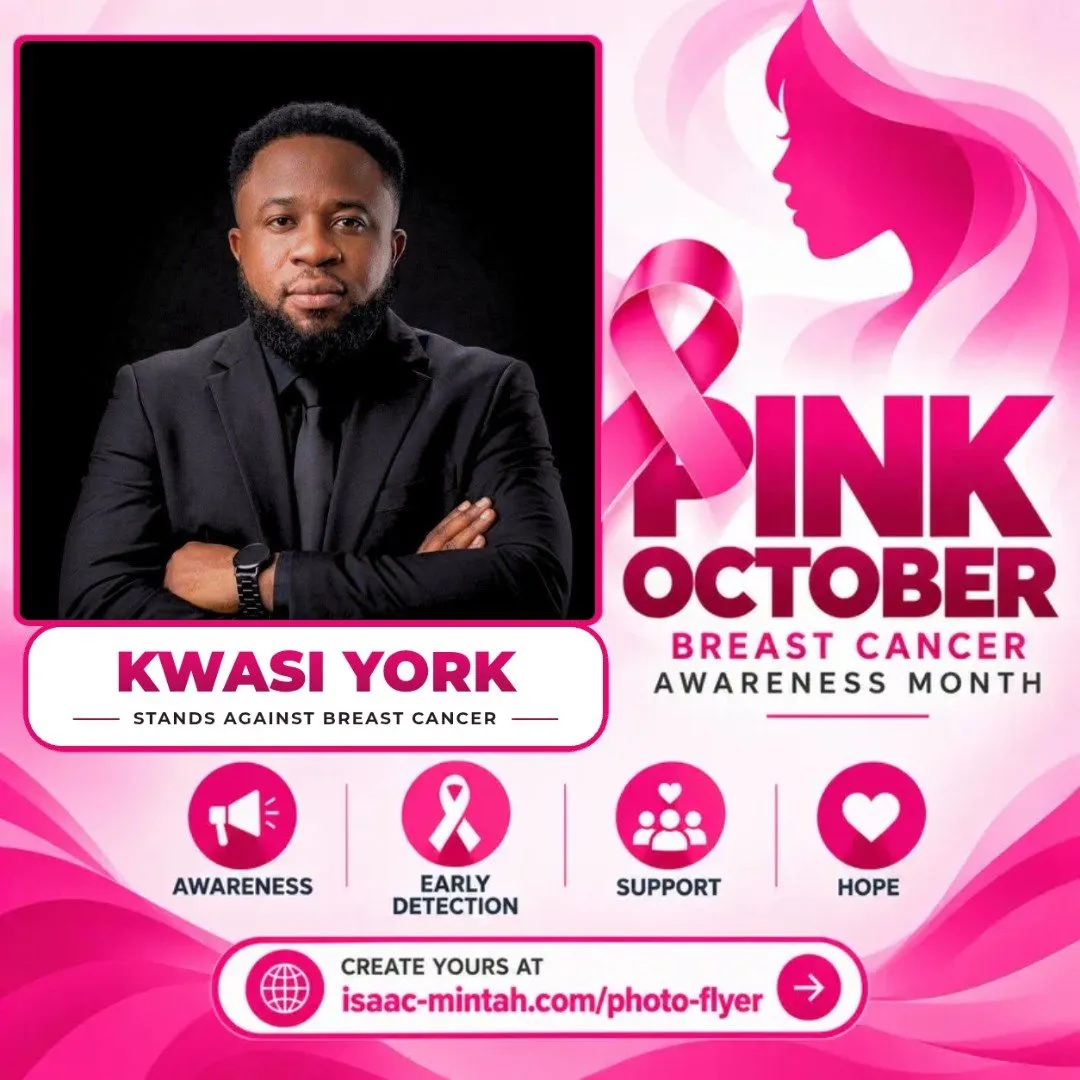 KWASI YORK's Pinktober breast cancer awareness flyer