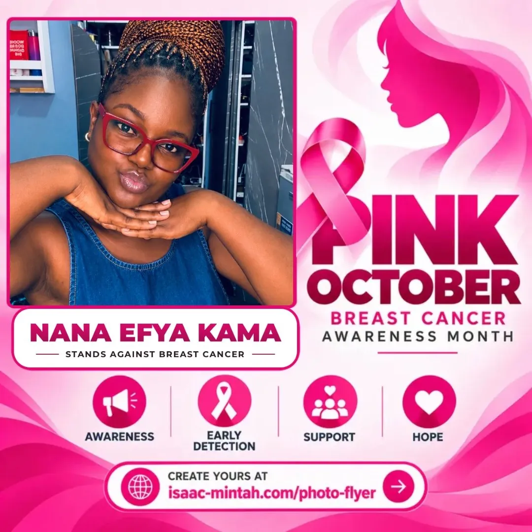 Nana Efya Kama's Pinktober breast cancer awareness flyer