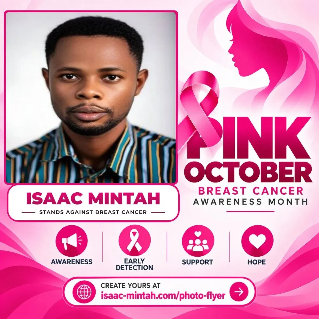 Isaac Mintah's Pinktober breast cancer awareness flyer