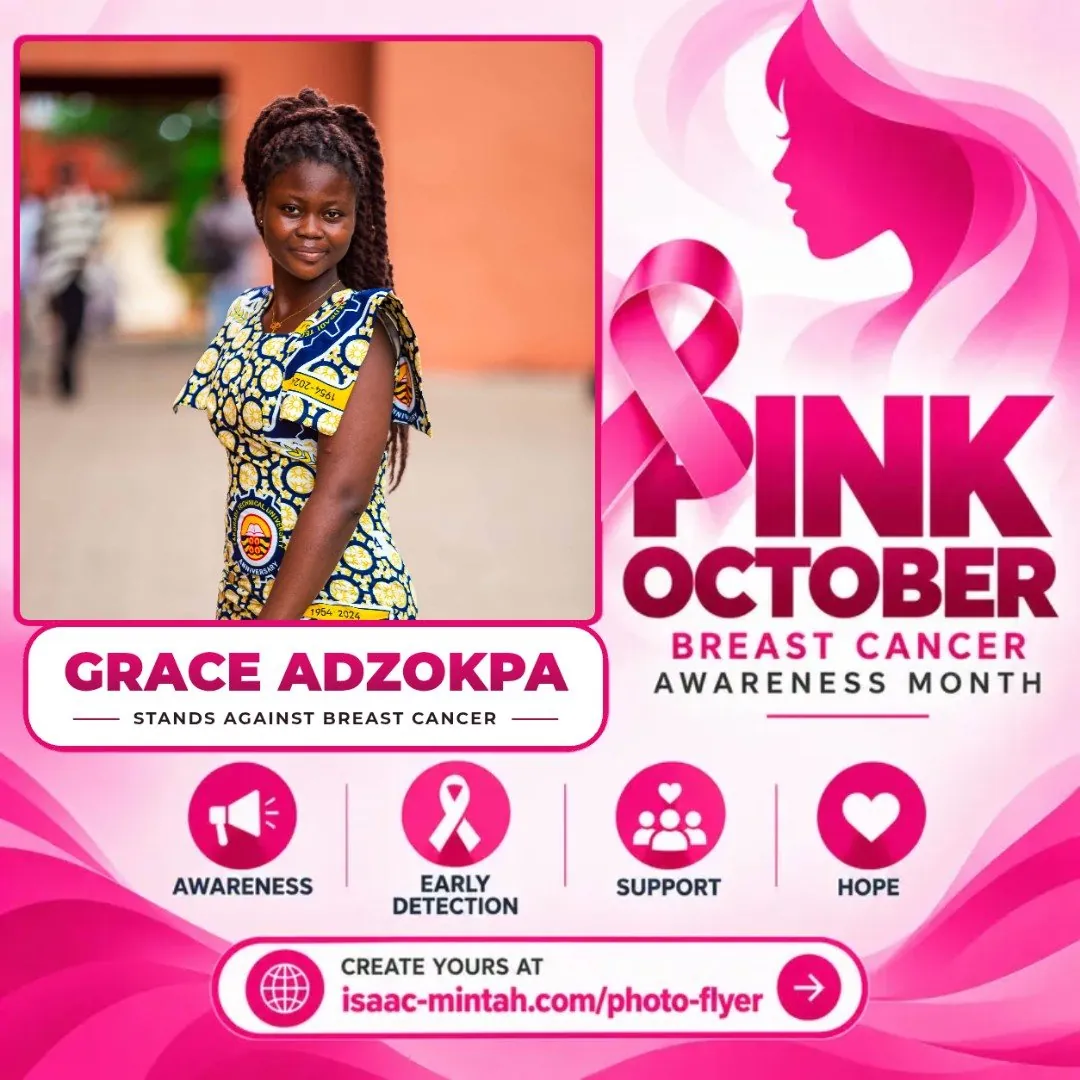 Grace Adzokpa's Pinktober breast cancer awareness flyer
