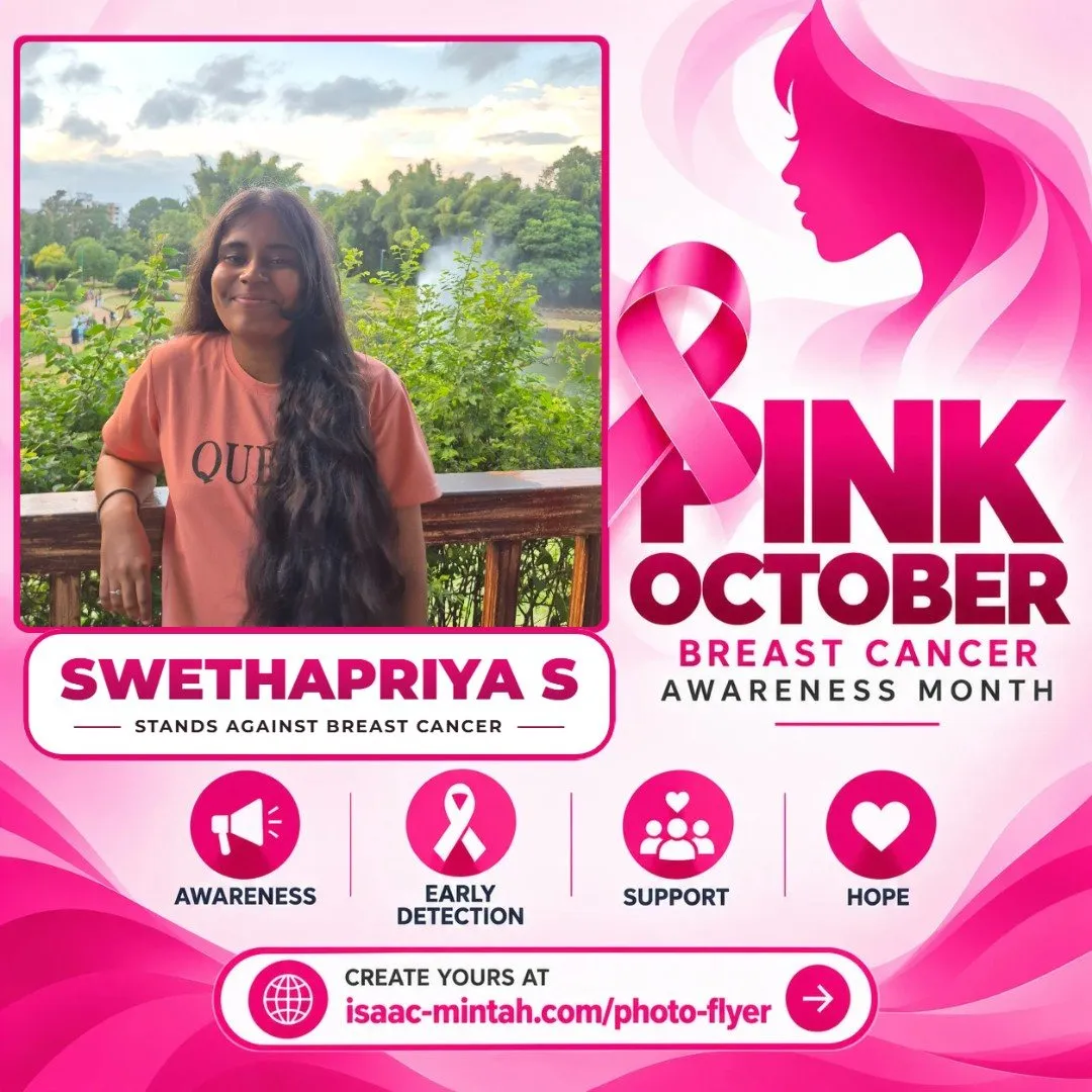 SWETHAPRIYA S's Pinktober breast cancer awareness flyer