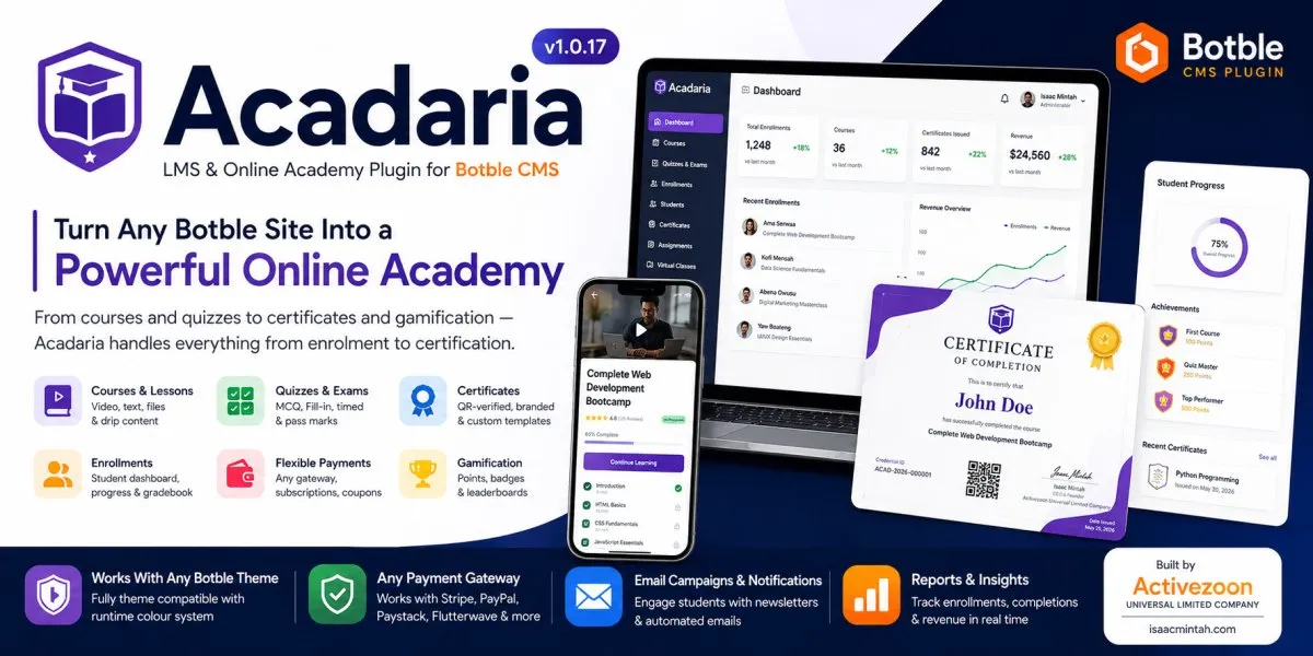 Acadaria LMS Plugin for Botble CMS