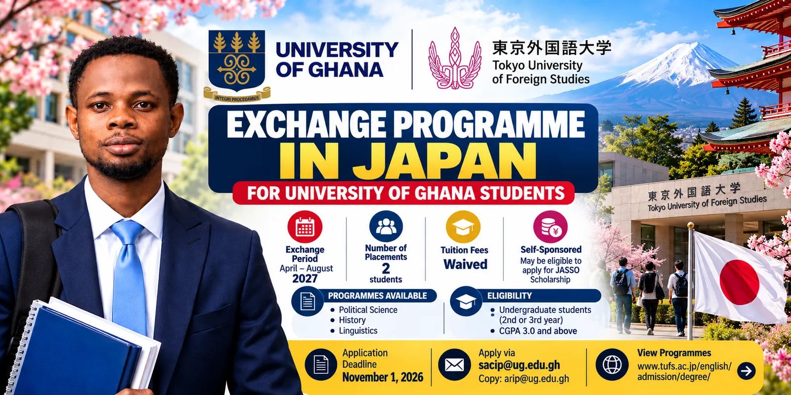 University of Ghana Students Can Apply for Exchange Programme in Japan with Tuition Waiver